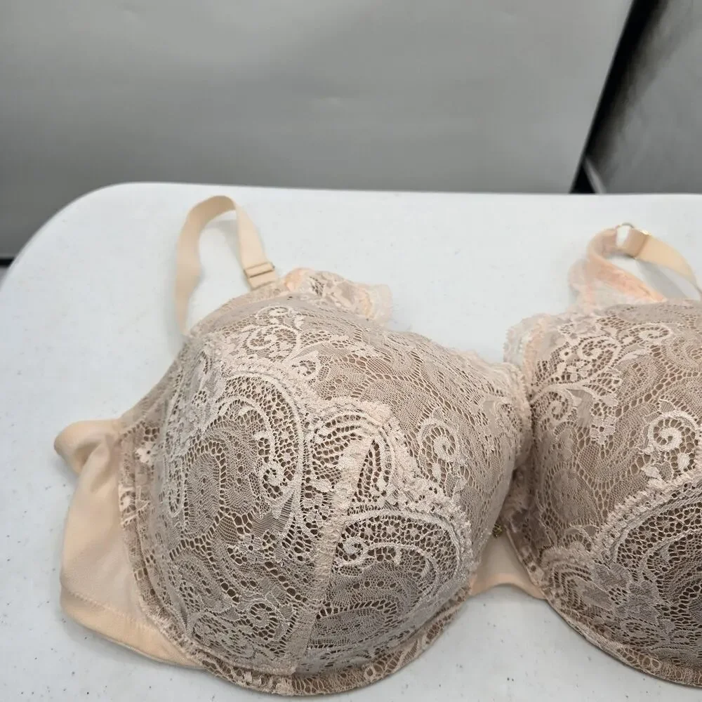 Third Love Womens 42F Beige Lace Balconette Lightly Lined Underwire Bra Plus